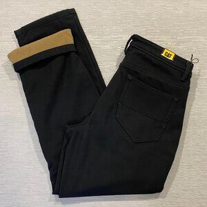 CAT Caterpillar Work Pants Mens 32 x 30 Black Canvas Fleece Lined Insulated